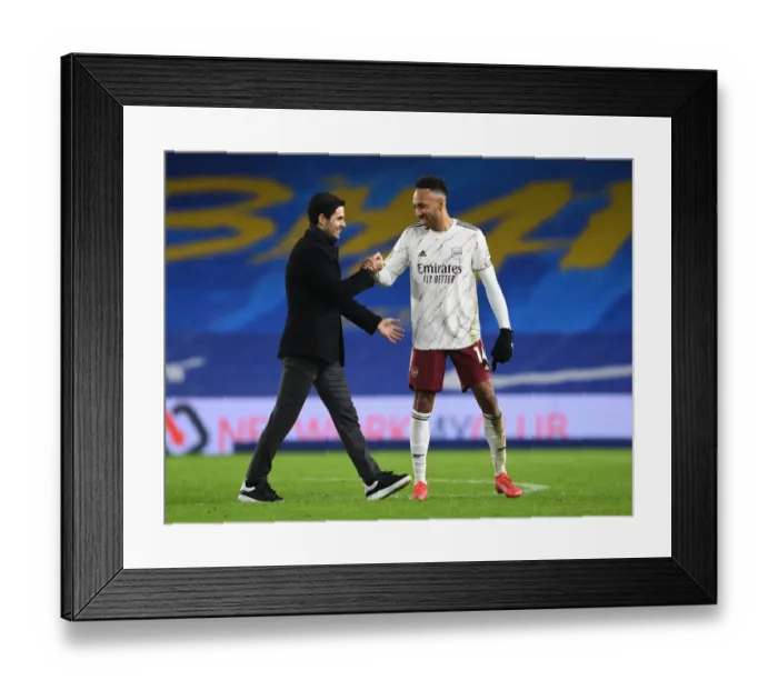 Framed Print : Arsenal's Empty-Stadium Victory: Mikel Arteta and Pierre-Emerick Aubameyang Celebrate Against Brighton & Hove Albion Framed Print : Arsenal's Empty-Stadium Victory: Mikel Arteta and Pierre-Emerick Aubameyang Celebrate Against Brighton & Hove Albion