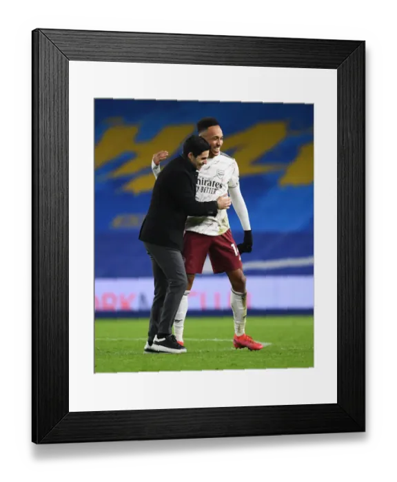 Framed Print : Arsenal's Empty-Stadium Triumph: Arteta and Aubameyang Celebrate Over Brighton in the Premier League (2020-21) Framed Print : Arsenal's Empty-Stadium Triumph: Arteta and Aubameyang Celebrate Over Brighton in the Premier League (2020-21)