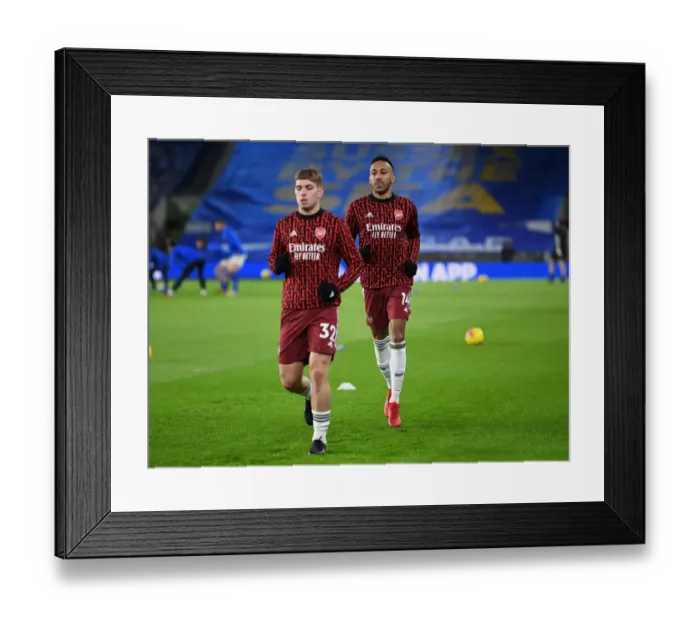 Framed Print : Arsenal's Pierre-Emerick Aubameyang Warms Up Ahead of Brighton & Hove Albion Clash (Brighton vs Arsenal, Premier League 2020-21)