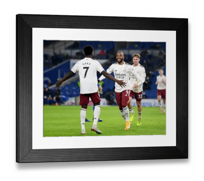 Framed Print : Lacazette and Saka's Goal Celebration: Arsenal's Victory at Brighton & Hove Albion (Premier League 2020-21) Framed Print : Lacazette and Saka's Goal Celebration: Arsenal's Victory at Brighton & Hove Albion (Premier League 2020-21)