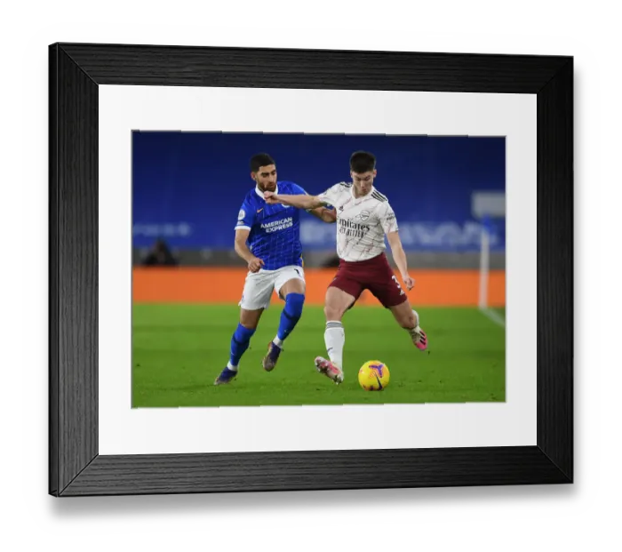 Framed Print : Brighton vs Arsenal: Tierney Clashes with Jahanbakhsh in Premier League Showdown