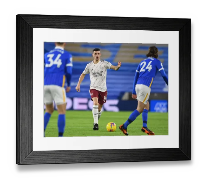 Framed Print : Granit Xhaka: Arsenal's Midfield Mastermind Dazzles in Premier League Battle vs. Brighton & Hove Albion