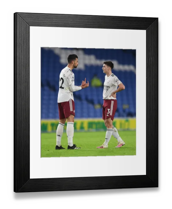 Framed Print : Arsenal's Pablo Mari Gives Instructions to Kieran Tierney during Brighton Match, 2020-21 Premier League