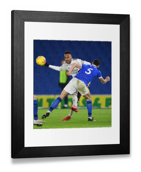 Framed Print : Aubameyang Faces Off Against Dunk: Brighton vs. Arsenal, Premier League 2020-21