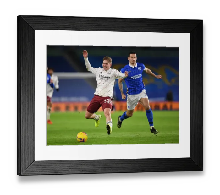 Framed Print : Brighton vs Arsenal: Emile Smith Rowe Faces Lewis Dunk in Premier League Clash (2020-21)