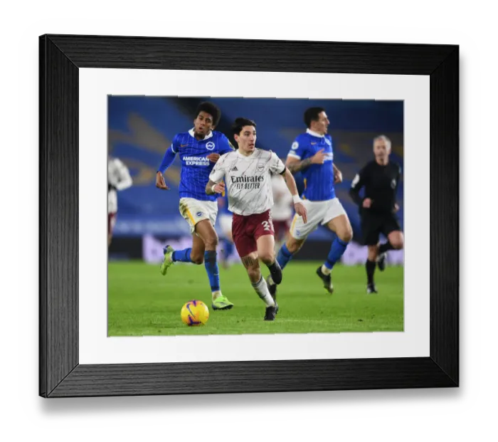 Framed Print : Bellerin vs Bernardo: A Premier League Battle at Brighton Turf