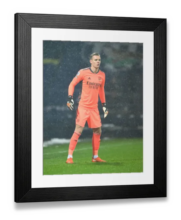 Framed Print : Arsenal's Bernd Leno in Action: West Bromwich Albion vs Arsenal, Premier League 2020-21