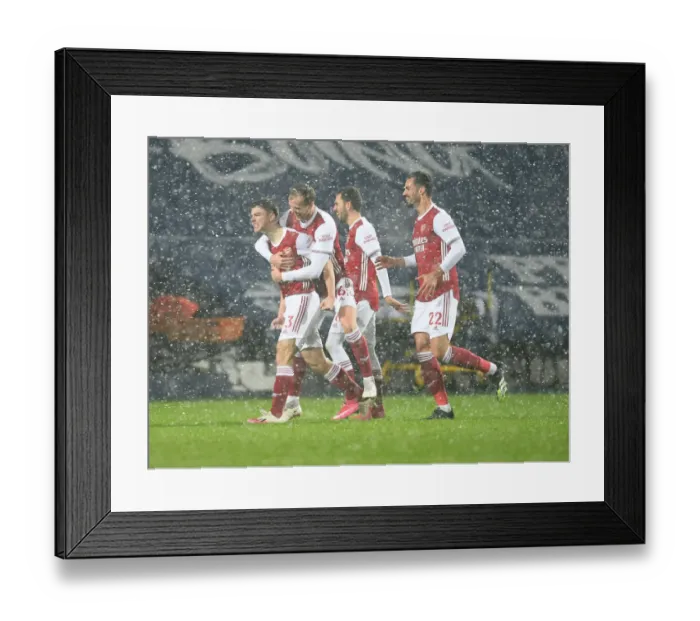 Framed Print : Kieran Tierney Scores First Arsenal Goal: Arsenal's Triumph Over West Bromwich Albion in Premier League 2020-21