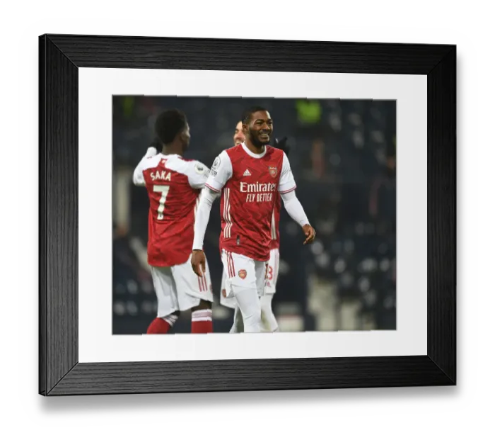 Framed Print : Ainsley Maitland-Niles in Action: Arsenal vs. West Bromwich Albion (Premier League 2020-21)