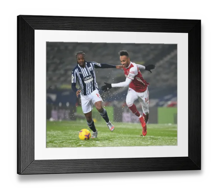 Framed Print : Arsenal's Aubameyang Faces Off Against WBA's Sawyers in Premier League Clash (West Bromwich Albion vs Arsenal, 2020-21) Framed Print : Arsenal's Aubameyang Faces Off Against WBA's Sawyers in Premier League Clash (West Bromwich Albion vs Arsenal, 2020-21)
