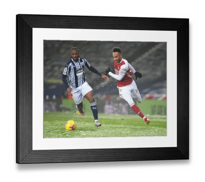 Framed Print : Aubameyang vs Sawyers: Intense Face-Off in Arsenal's Premier League Battle at West Bromwich Albion (2020-21) Framed Print : Aubameyang vs Sawyers: Intense Face-Off in Arsenal's Premier League Battle at West Bromwich Albion (2020-21)