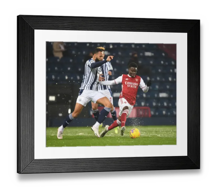 Framed Print : Saka's Game-Winning Goal: Arsenal's Triumph over West Bromwich Albion (2020-21)