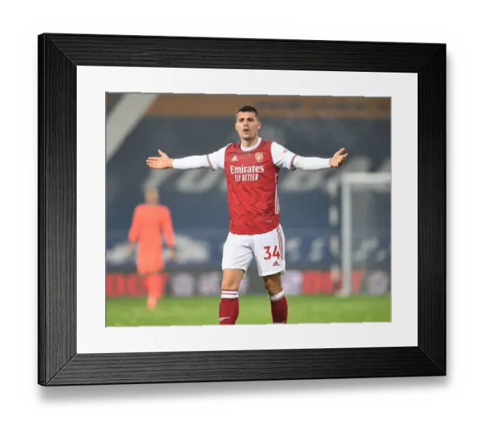Framed Print : Granit Xhaka: Arsenal's Midfield Maestro Dazzles in Premier League Victory over West Bromwich Albion
