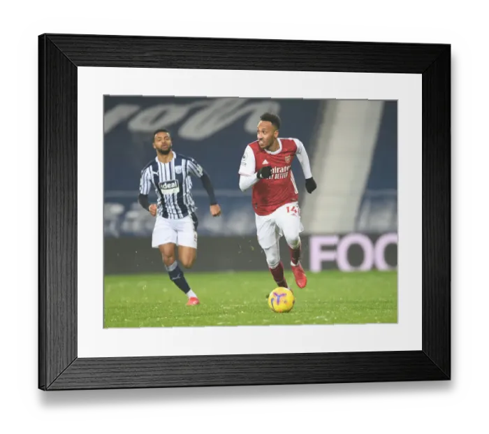 Framed Print : Aubameyang's Brilliant Performance: Arsenal's Victory over West Bromwich Albion (2020-21)