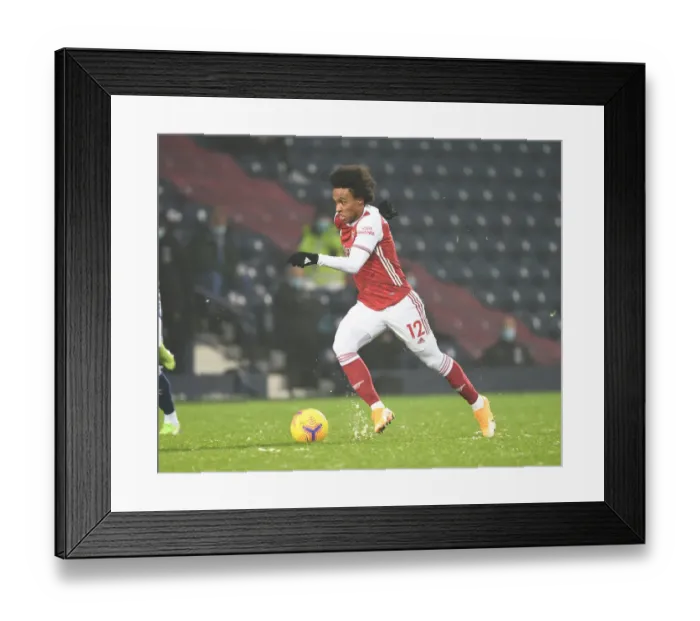 Framed Print : Arsenal's Willian in Action against West Bromwich Albion - Premier League 2020-21