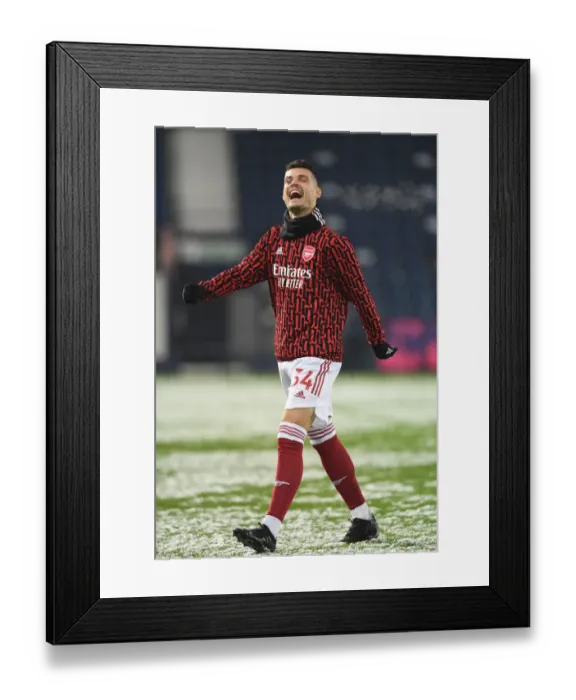 Framed Print : Granit Xhaka: Arsenal's Focus Ahead of West Bromwich Albion Clash (Premier League, 2020-21)