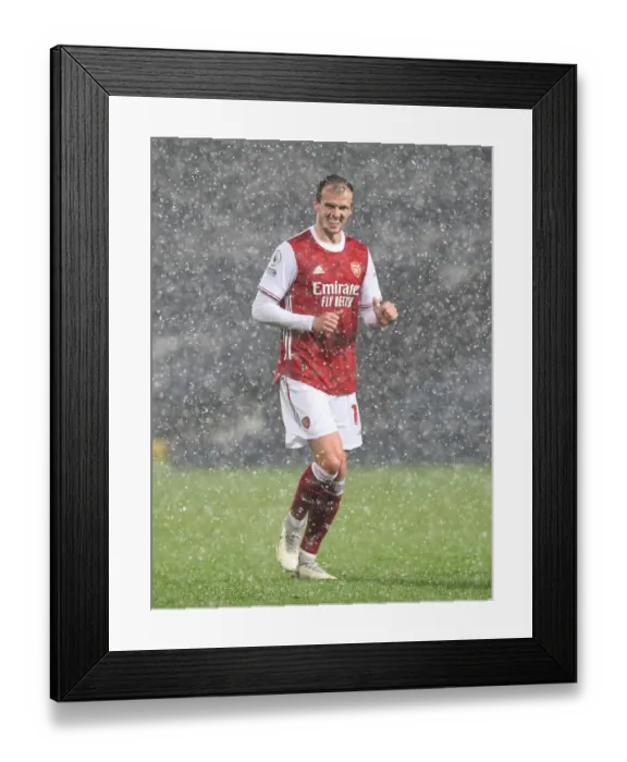 Framed Print : Arsenal's Rob Holding in Action against West Bromwich Albion - Premier League 2020-21