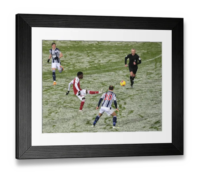 Framed Print : Arsenal's Bukayo Saka Fends Off West Bromwich Albion's Branislav Ivanovic: Premier League Clash, January 2021