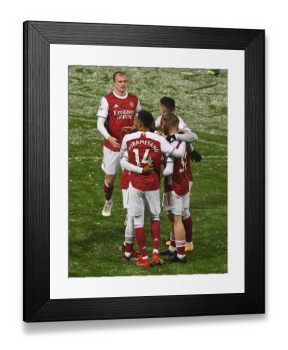 Framed Print : Alexandre Lacazette's Euphoric Goal Celebration: Arsenal's 3-0 Triumph Over West Bromwich Albion (Premier League 2020-21)