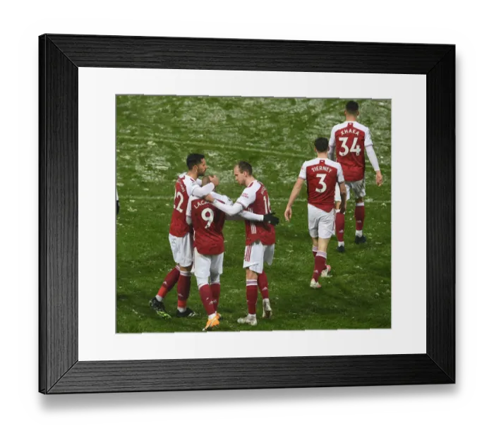 Framed Print : Alexandre Lacazette's Triumphant Goal Celebration: Arsenal's 3rd vs West Bromwich Albion (Premier League 2020-21)