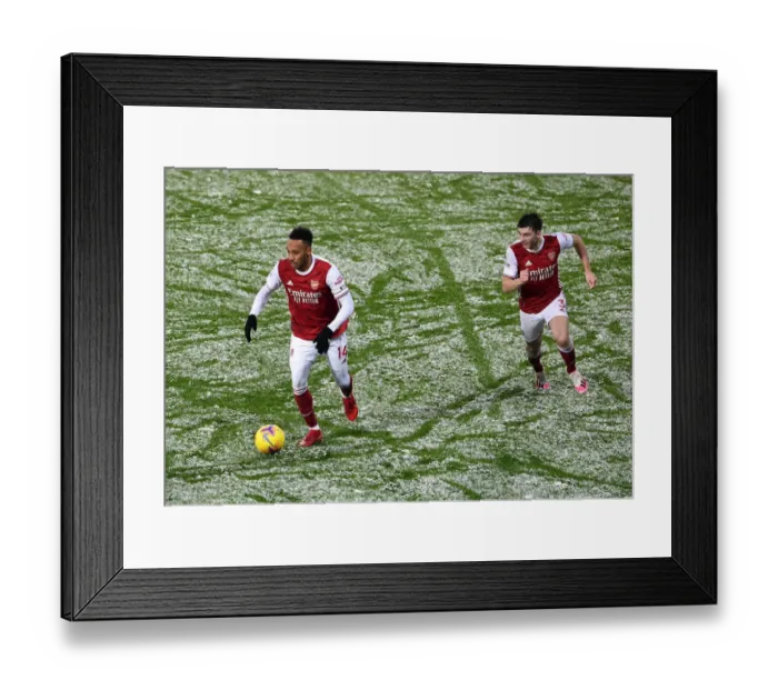 Framed Print : Arsenal's Aubameyang and Tierney in Action against West Bromwich Albion (2020-21)