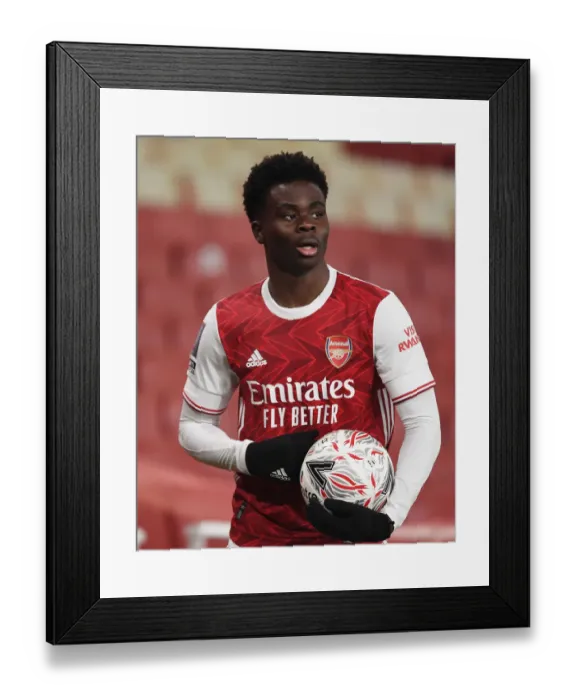 Framed Print : Bukayo Saka's Brilliant Performance: Arsenal Overpowers Newcastle United in FA Cup Clash (2020-21)