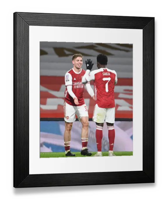 Framed Print : Arsenal's Smith Rowe and Saka Celebrate First Goal in FA Cup Third Round Win Over Newcastle Framed Print : Arsenal's Smith Rowe and Saka Celebrate First Goal in FA Cup Third Round Win Over Newcastle