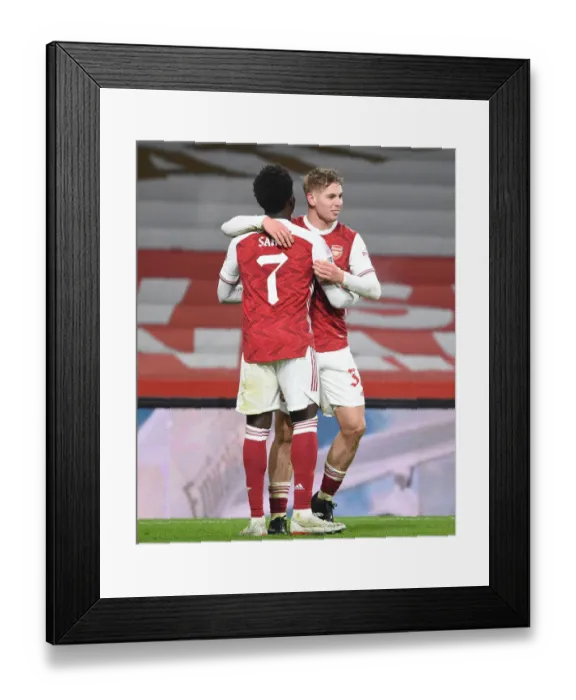 Framed Print : Arsenal's Emile Smith Rowe and Bukayo Saka Celebrate First Goal Against Newcastle United in FA Cup Third Round Framed Print : Arsenal's Emile Smith Rowe and Bukayo Saka Celebrate First Goal Against Newcastle United in FA Cup Third Round