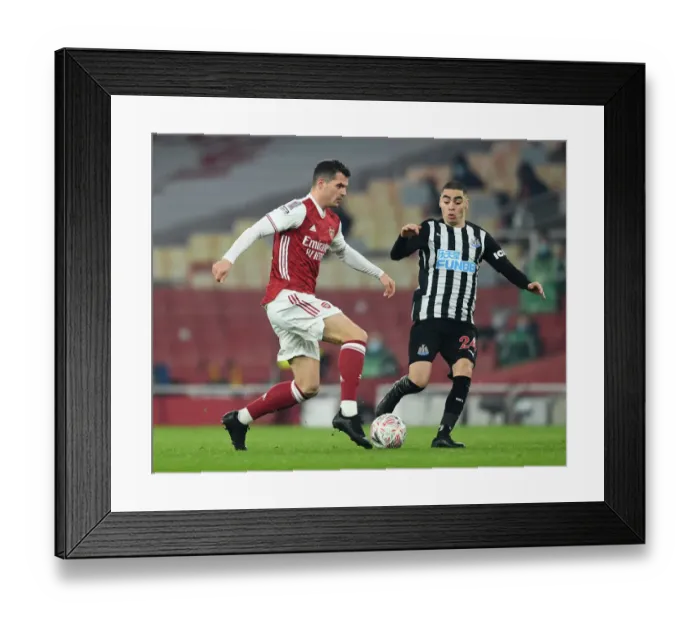 Framed Print : Arsenal vs Newcastle United: Granit Xhaka vs Miguel Almiron in FA Cup Clash Framed Print : Arsenal vs Newcastle United: Granit Xhaka vs Miguel Almiron in FA Cup Clash