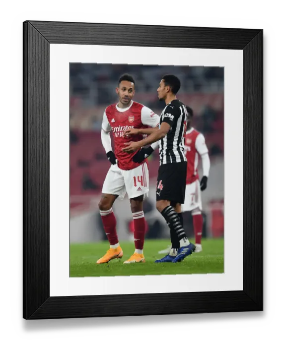 Framed Print : Arsenal's Aubameyang and Newcastle's Hayden in FA Cup Showdown