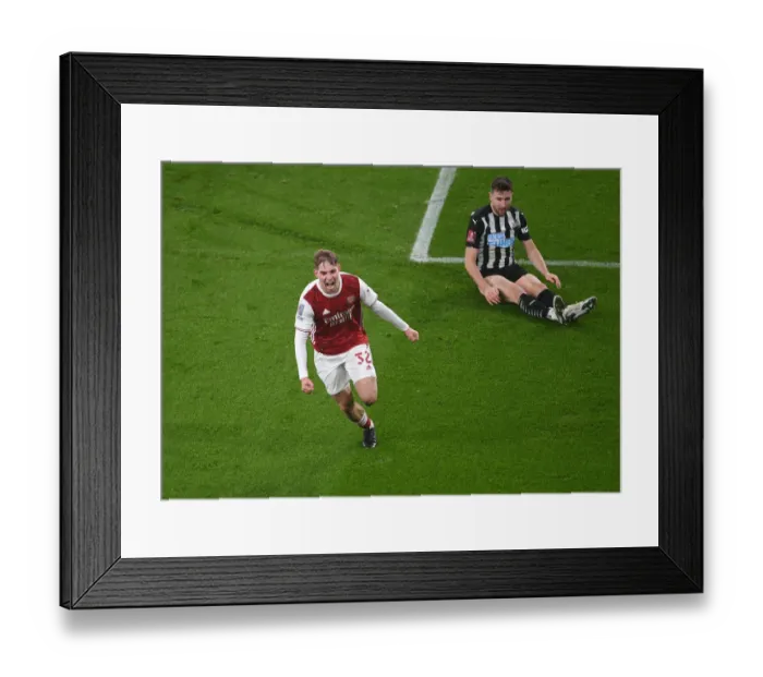 Framed Print : Emile Smith Rowe Scores First Goal: Arsenal Secures FA Cup Victory Over Newcastle United