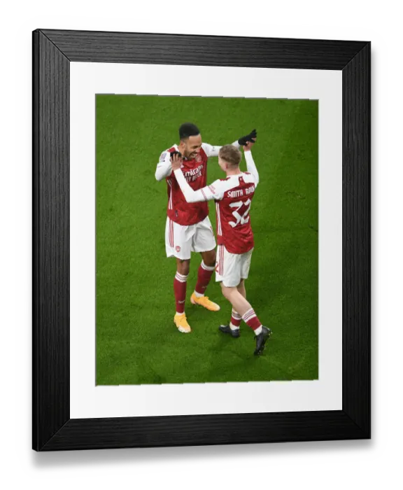 Framed Print : Arsenal's Emile Smith Rowe and Pierre-Emerick Aubameyang Celebrate First Goal vs Newcastle United in FA Cup Third Round