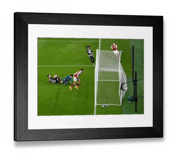 Framed Print : Aubameyang Scores FA Cup Goal: Arsenal Triumphs Over Newcastle