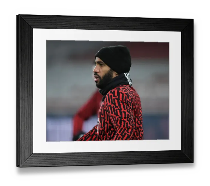 Framed Print : Arsenal's Alex Lacazette Prepares for Palace Clash at Empty Emirates Stadium (Arsenal v Crystal Palace, 2021)