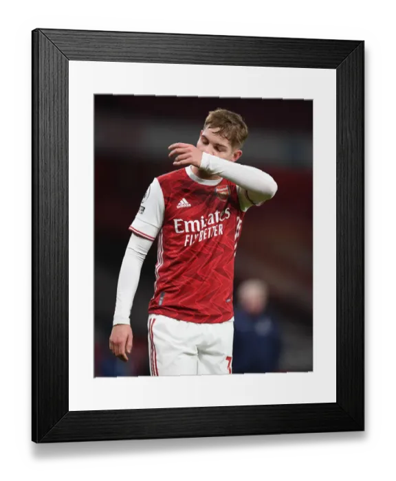 Framed Print : Emile Smith Rowe Shines: Arsenal's Impressive Win Against Crystal Palace in Empty Emirates (2020-21)