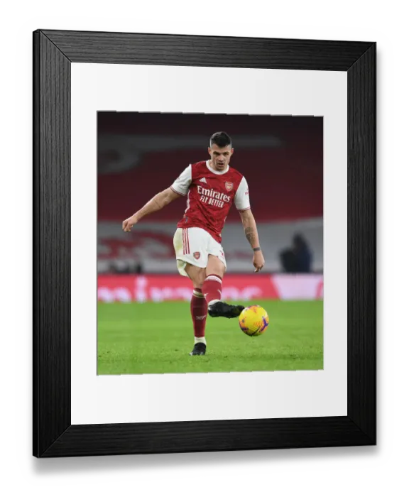 Framed Print : Arsenal's Xhaka Scores in Empty Emirates: Arsenal vs Crystal Palace (2020-21)