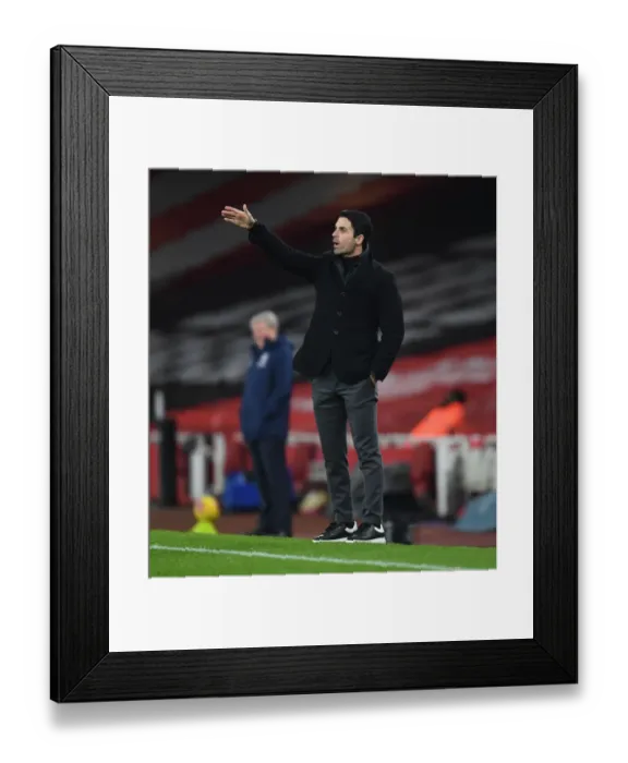 Framed Print : Arsenal's Mikel Arteta at Emiras Stadium: Premier League 2021 (Behind Closed Doors) - Arsenal vs Crystal Palace