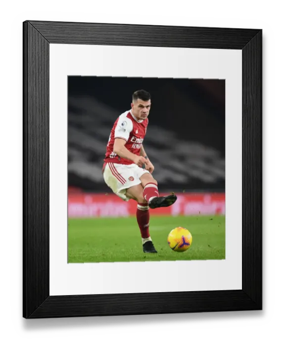 Framed Print : Arsenal's Xhaka Shines in Empty Emirates: Premier League Showdown vs. Crystal Palace (2020-21)