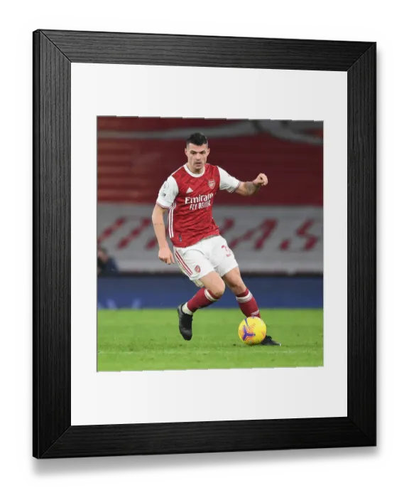 Framed Print : Arsenal's Granit Xhaka in Action at Empty Emirates: Arsenal vs Crystal Palace, Premier League 2020-21
