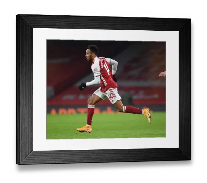 Framed Print : Arsenal's Aubameyang Scores in Empty Emirates: Arsenal vs Crystal Palace, Premier League 2021