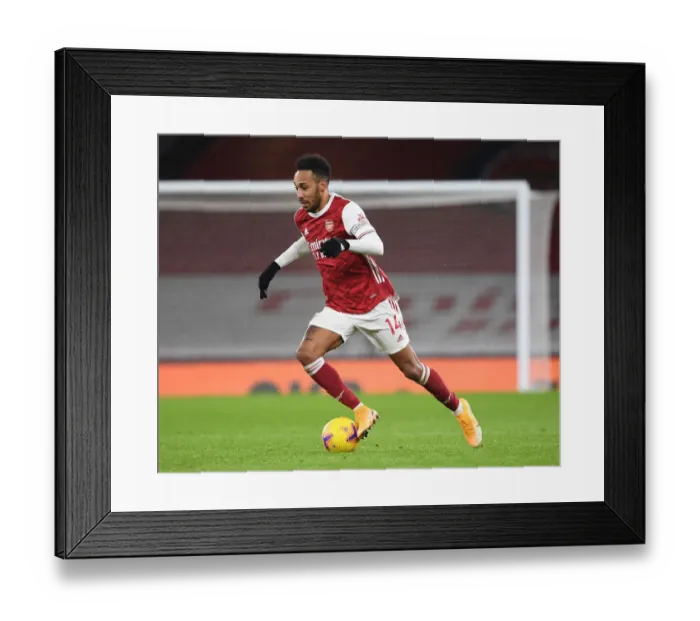 Framed Print : Arsenal's Aubameyang Scores in Empty Emirates: Arsenal vs Crystal Palace, Premier League 2021