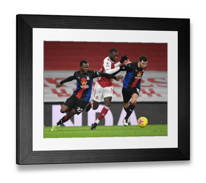 Framed Print : Arsenal vs Crystal Palace: Pepe Takes on Mitchell and McArthur in Empty Emirates Stadium (Premier League 2020-21) Framed Print : Arsenal vs Crystal Palace: Pepe Takes on Mitchell and McArthur in Empty Emirates Stadium (Premier League 2020-21)