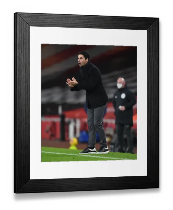 Framed Print : Arsenal's Mikel Arteta at Emirates Stadium: Premier League 2021 (Behind Closed Doors) - Arsenal vs Crystal Palace