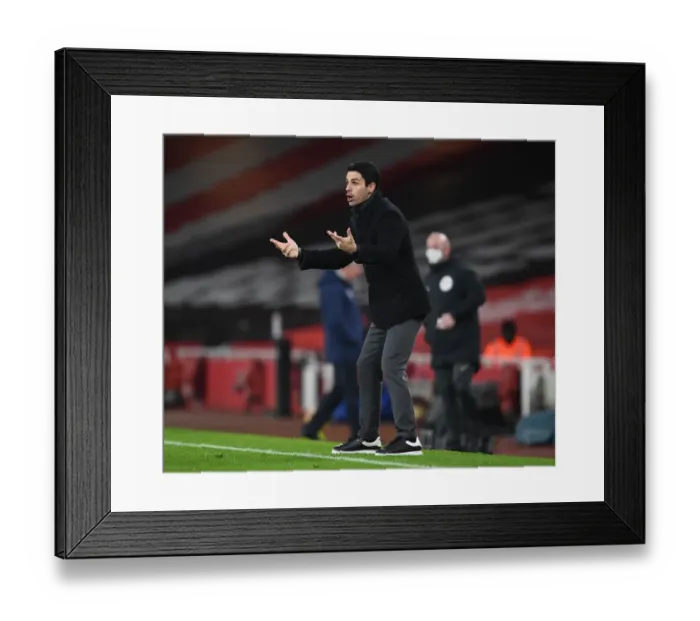 Framed Print : Mikel Arteta at Emirates Stadium: Arsenal vs Crystal Palace, Premier League 2021 (Behind Closed Doors)