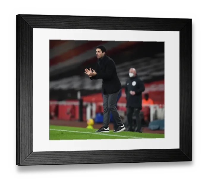 Framed Print : Mikel Arteta at Emirates Stadium: Arsenal vs Crystal Palace, Premier League 2021 (Behind Closed Doors)