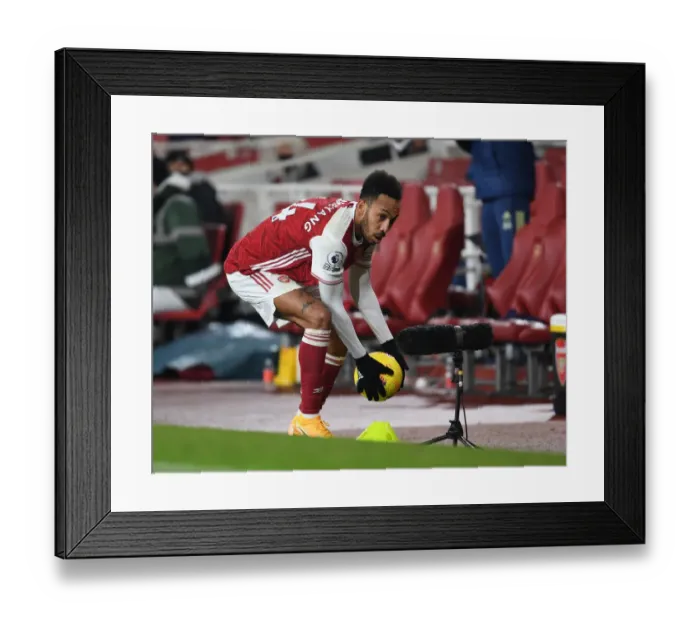 Framed Print : Arsenal's Aubameyang Scores in Empty Emirates: Arsenal vs Crystal Palace, Premier League 2021