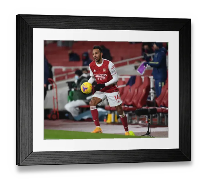 Framed Print : Arsenal's Aubameyang Scores in Empty Emirates: Arsenal vs Crystal Palace, Premier League 2021