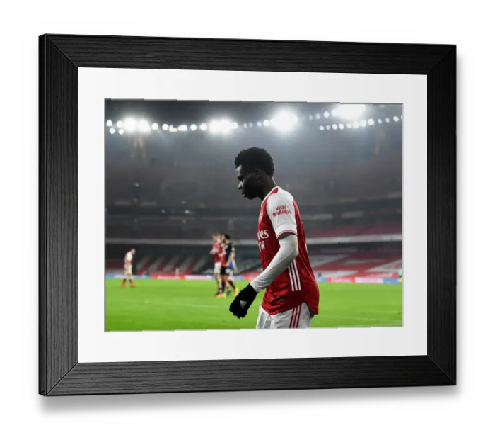 Framed Print : Bukayo Saka's Standout Performance at Empty Emirates: Arsenal vs Crystal Palace (2020-21)