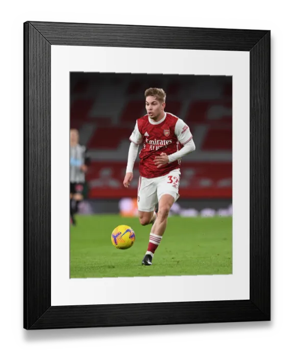 Framed Print : Emile Smith Rowe Shines: Arsenal's Triumph Over Newcastle United in Empty Emirates (2020-21)
