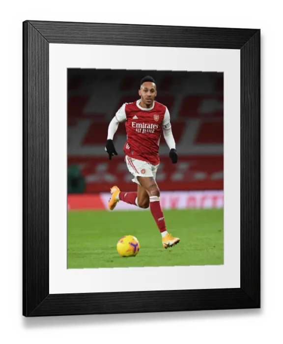 Framed Print : Arsenal's Aubameyang Scores Alone: Emirates Emptied vs. Newcastle (2020-21)